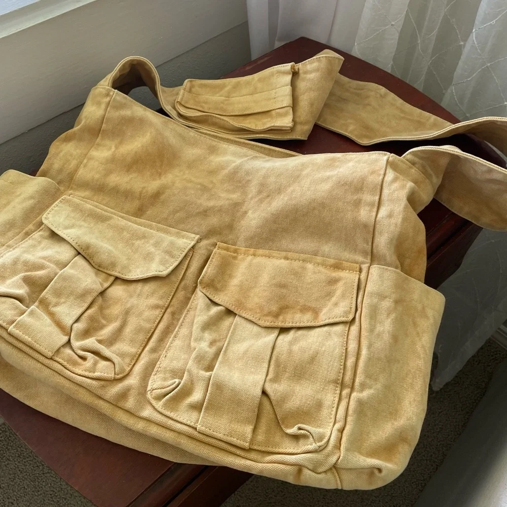 Free People Mustard Color Canvas Shoulder Bag - Picture 1 of 7